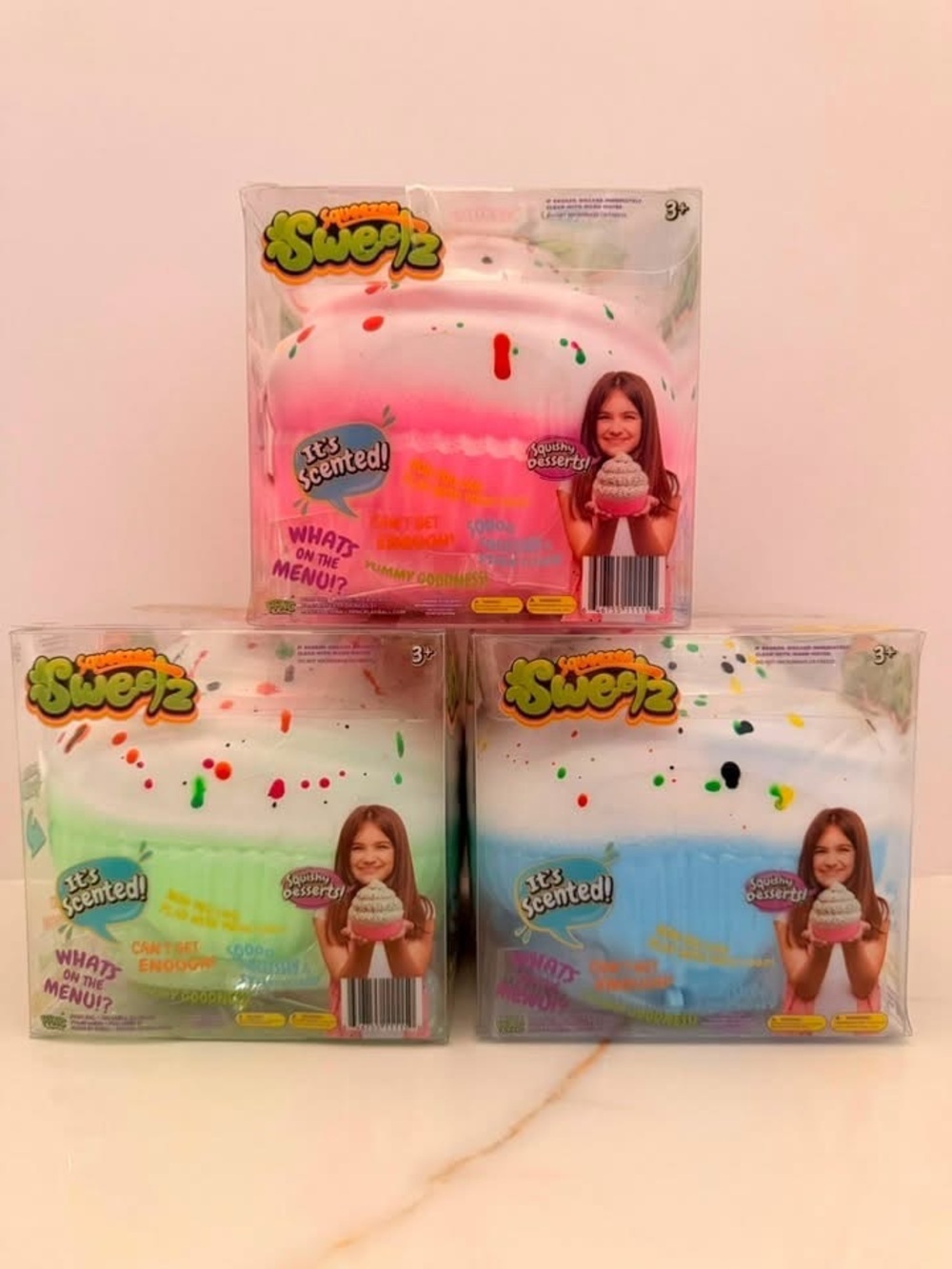New PPNC SCENTED SQUEEZEE SWEETZ Pink Green Blue 3-Pack